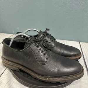 AQUATALIA Leon Size 10 Black Leather Derby Shoes Italian Loafer Grunge Grandad